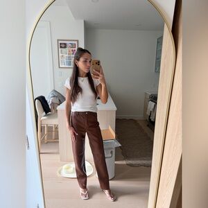 Wilfred Aritzia Brown Faux Leather Pants Size 2 – Straight Leg Vegan Leather